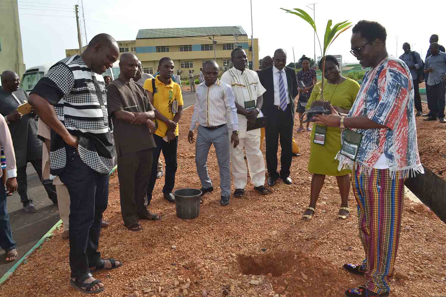 Mr Ikeogu Oke plants a tree, as part of VC Chinedum Nwajiuba’s “Green Campus Initiative’